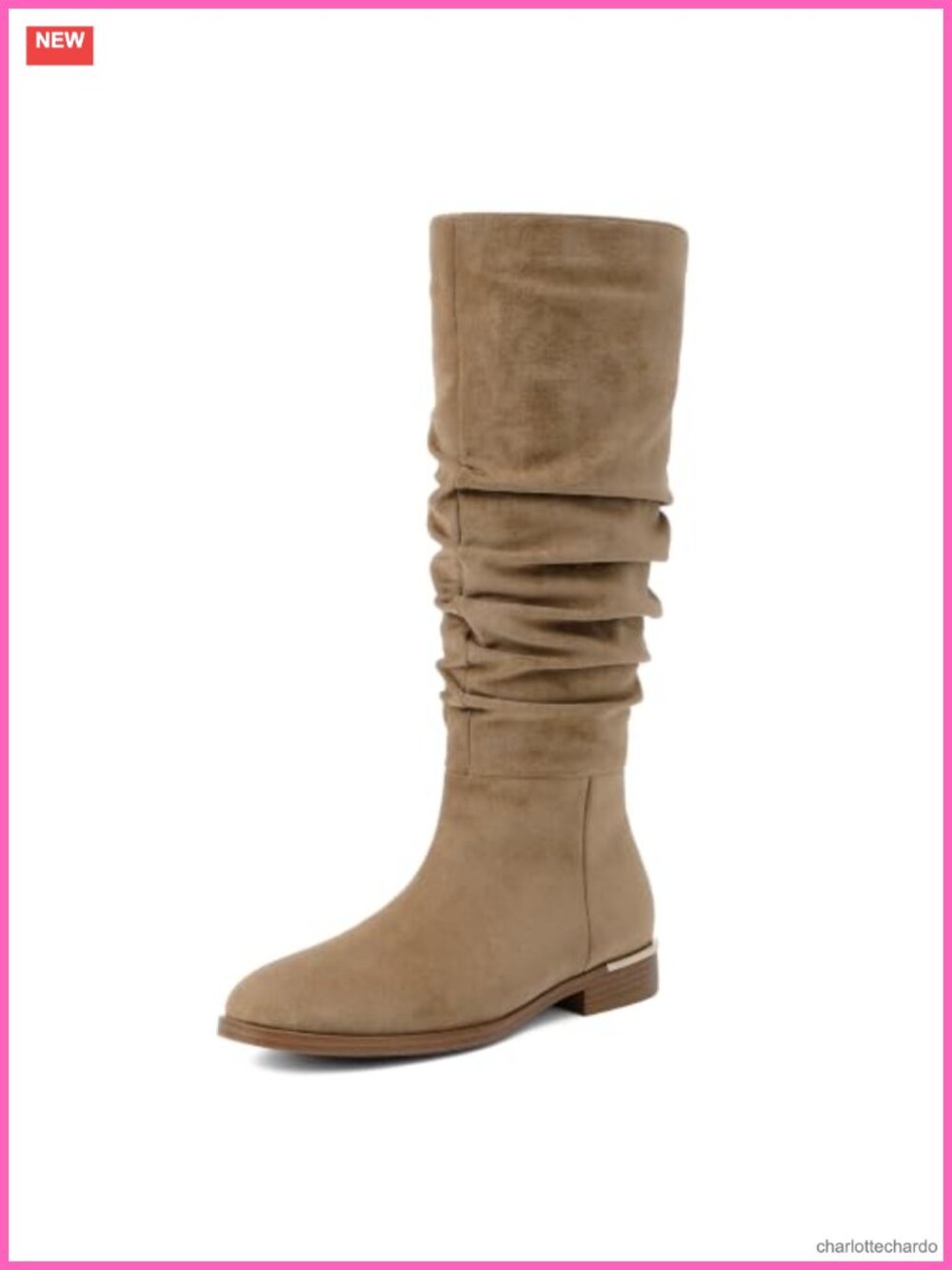 Slouchy Ruched Knee High Flat Boots Faux Suede Women's Zip